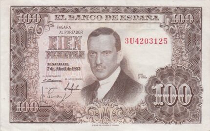 100 پزو اسپانیا 1953 (فوق العاده تمیز)